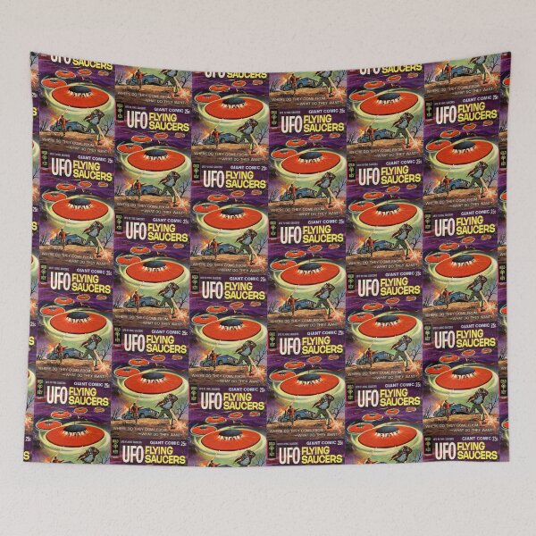 Item preview, UFO FLYING SAUCERS retro comic cover - Vintage Art from 1968 designed and sold by RetroTeeStudio.