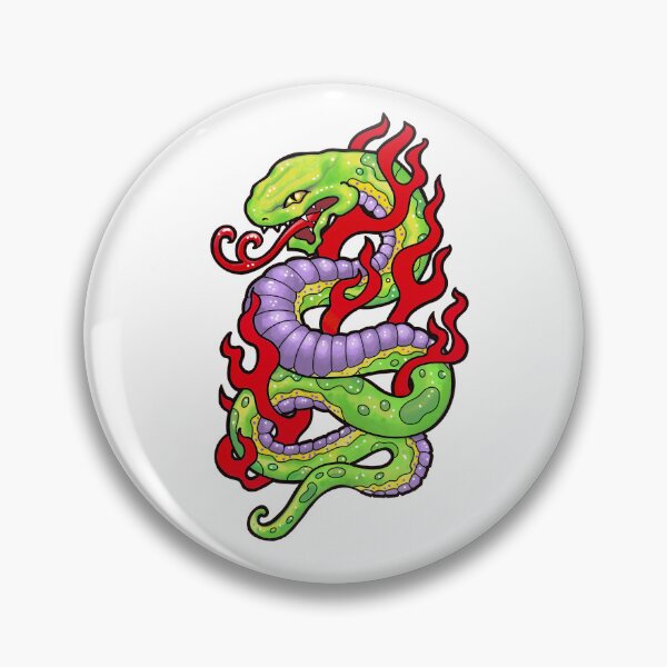 Item preview, Green snake with red flames, 90s tattoo style designed and sold by weilertsen.