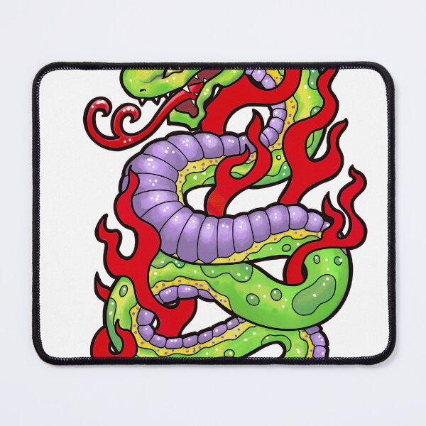 Item preview, Green snake with red flames, 90s tattoo style designed and sold by weilertsen.