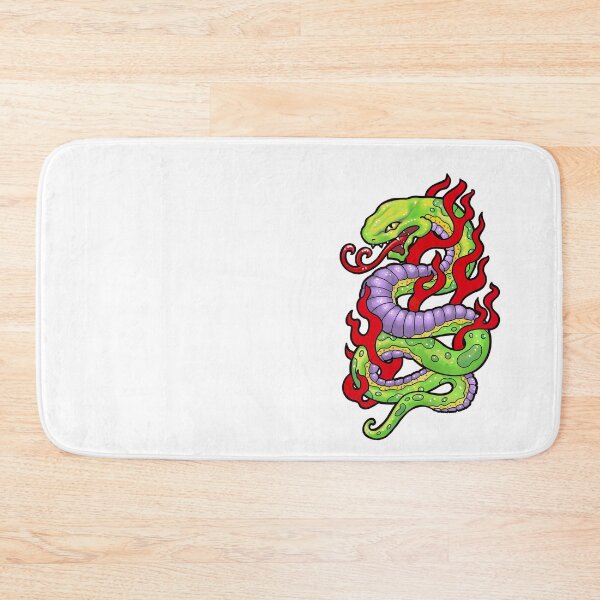 Item preview, Green snake with red flames, 90s tattoo style designed and sold by weilertsen.