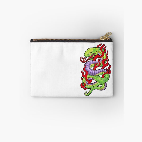 Item preview, Green snake with red flames, 90s tattoo style designed and sold by weilertsen.