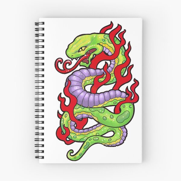Item preview, Green snake with red flames, 90s tattoo style designed and sold by weilertsen.