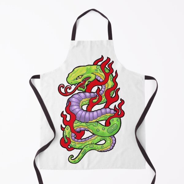 Item preview, Green snake with red flames, 90s tattoo style designed and sold by weilertsen.