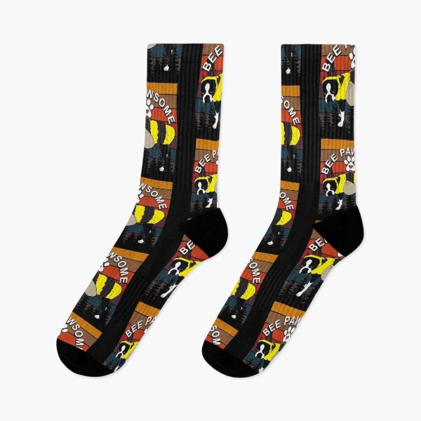 Item preview, Bee pawsome, funny artistic dog retro sunset distressed design  designed and sold by SamRVstore.