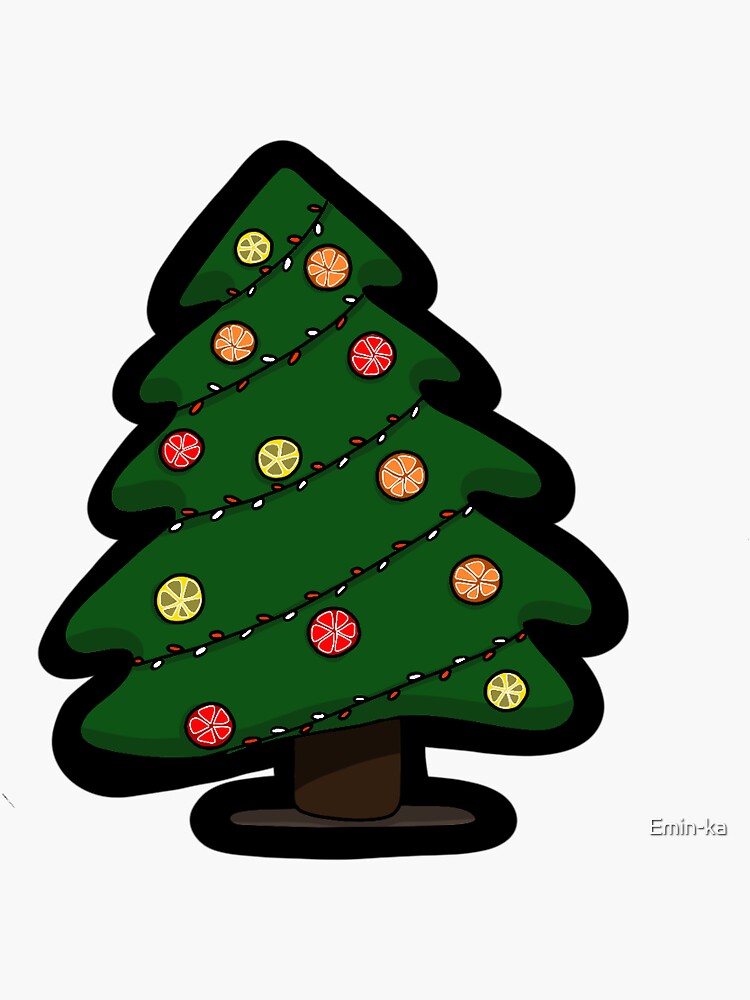 "Christmas Tree with Fruit Ornaments" Sticker for Sale by Eminka