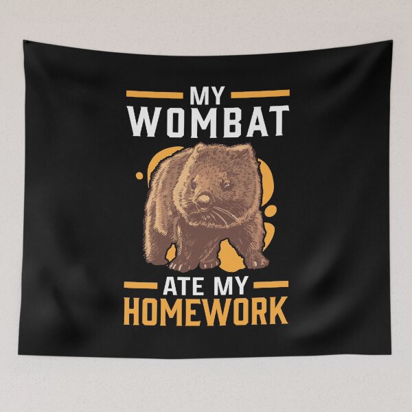 Item preview, Wombat doing homework eaten marsupial designed and sold by madgrfx.