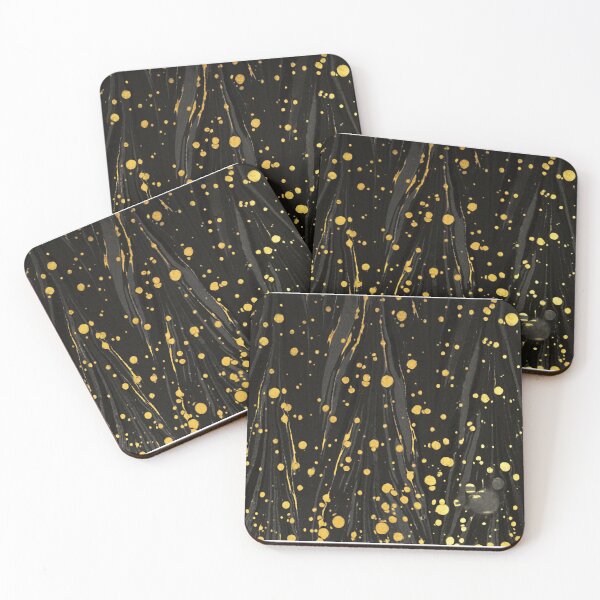 Item preview, ABSTRACT BLACK MARBLED PAPER WITH GOLD SPLASHES designed and sold by BulganLumini.