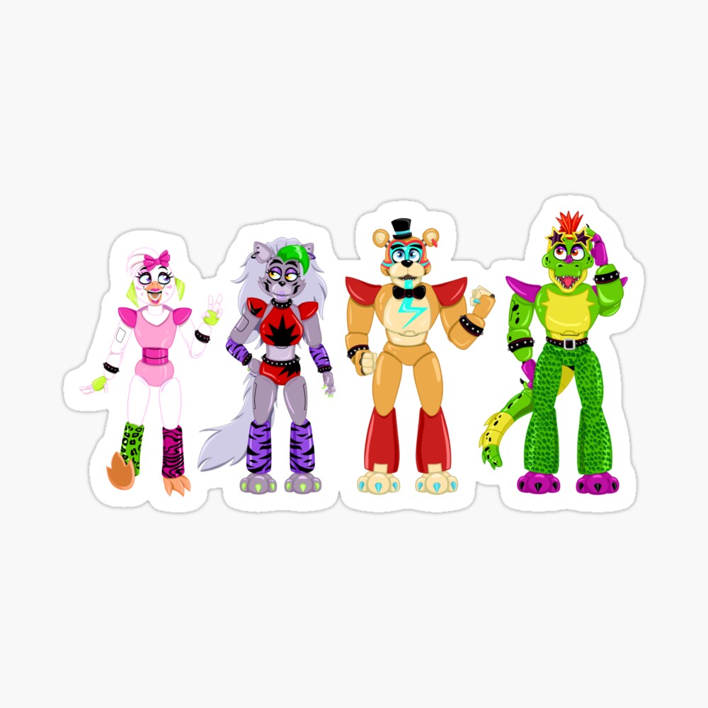 FNAF Security Breach Glamrock Chica Roxanne Wolf Freddy Fazbear Montgomery  Gator Fullbody Design