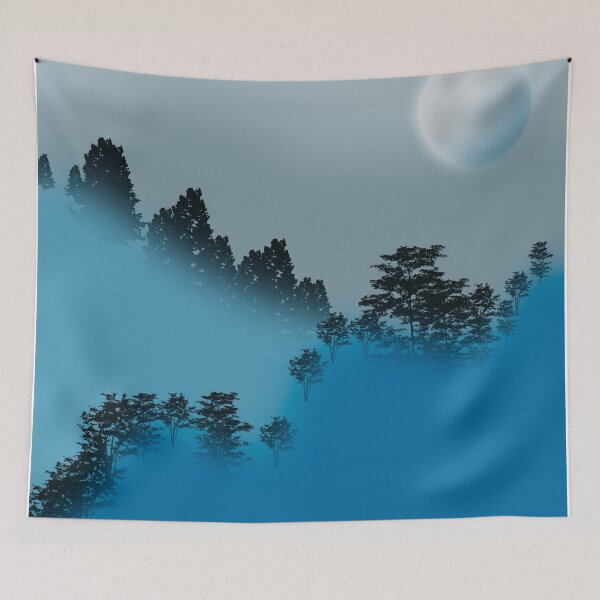 Item preview, fog, trees, moon and sky designed and sold by MGuyerArt.
