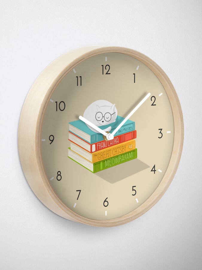 Alternate view of The Cat Loves Books Clock