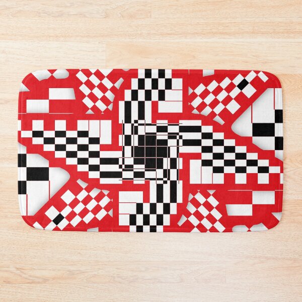 Item preview, Red Black and White Checkered Pinwheel Optical Illusion designed and sold by SeaChangeDesign.