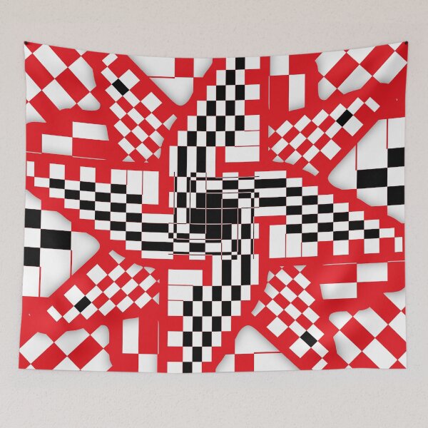 Item preview, Red Black and White Checkered Pinwheel Optical Illusion designed and sold by SeaChangeDesign.