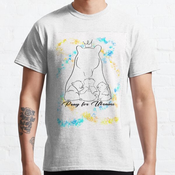 Pray for Ukraine schwarze Outline Classic T-Shirt