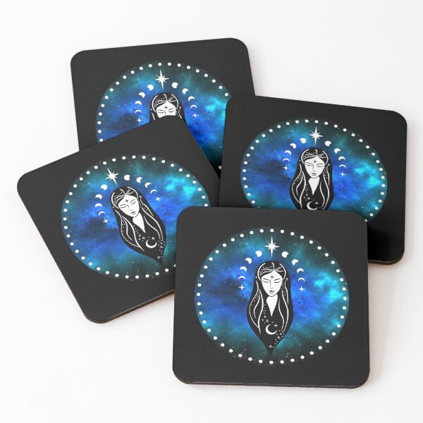 Item preview, Moon Goddess Moon Phases Blue Celestial Space designed and sold by OnyxMoonDesigns.