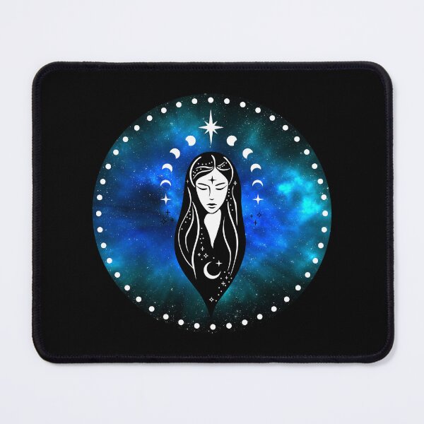 Item preview, Moon Goddess Moon Phases Blue Celestial Space designed and sold by OnyxMoonDesigns.