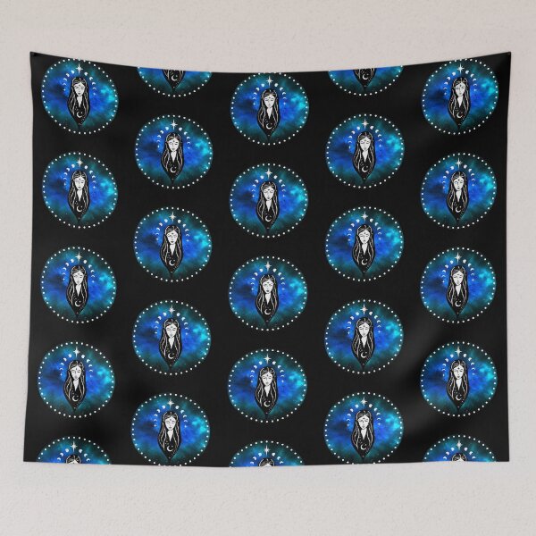Item preview, Moon Goddess Moon Phases Blue Celestial Space designed and sold by OnyxMoonDesigns.