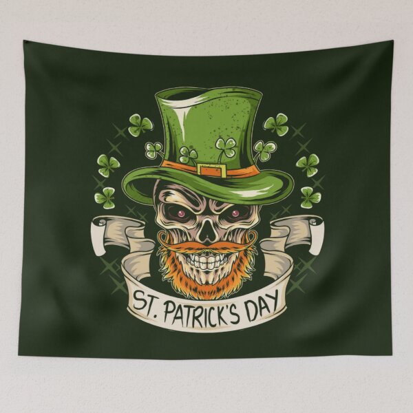 Item preview, ST Patricks Day Skull Wears a Hat designed and sold by WearWolfDesigns.