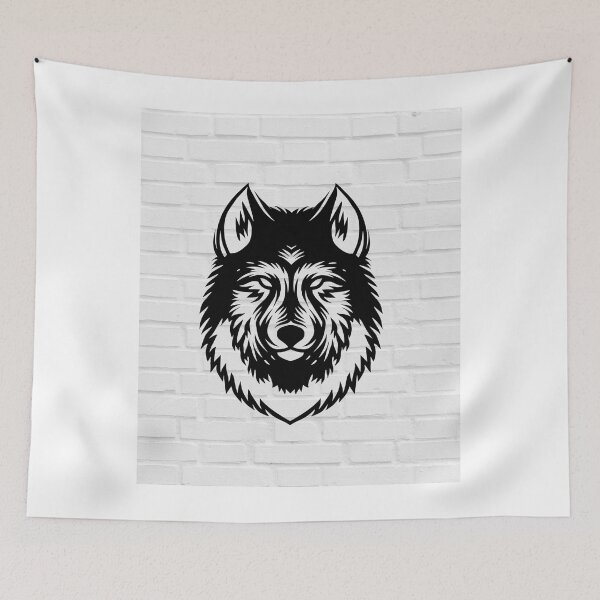 Item preview, Drawing of black dog head, on white wall background. designed and sold by La bottega del tempo.