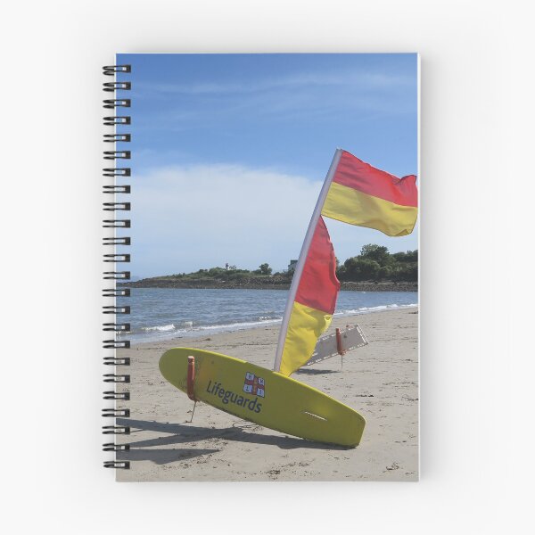 Item preview, Red and yellow lifeguard flag and board on the beach. designed and sold by S-and-W-4ever.