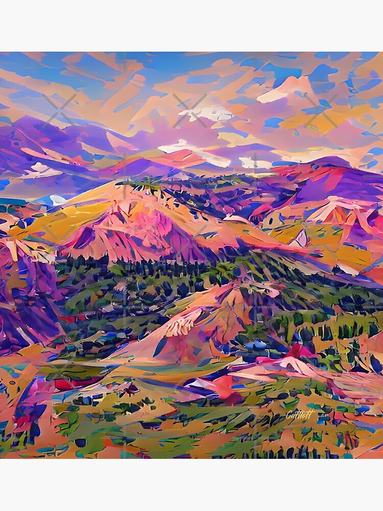 Discover Painting of Colorado Mountains - Abstract Colorado Impressionism Landscape Painting - Illustration - Hiking Colorado Premium Matte Vertical Poster