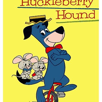HUCKLEBERRY HOUND : Vintage Cartoon Abstract Character on a unicycle Print  | Greeting Card