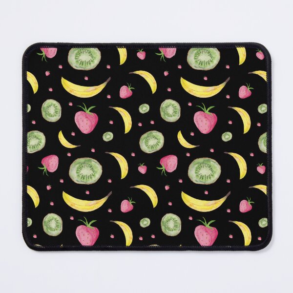 Item preview, Banana Kiwi Strawberry Fruit Pattern in Black background  designed and sold by RgTeesDesigns.