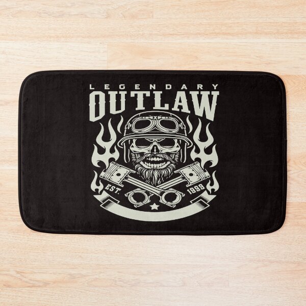 Item preview, Legendary Outlaw - Bearded Biker Skull with Crossed Pistons Emblem designed and sold by WearWolfDesigns.