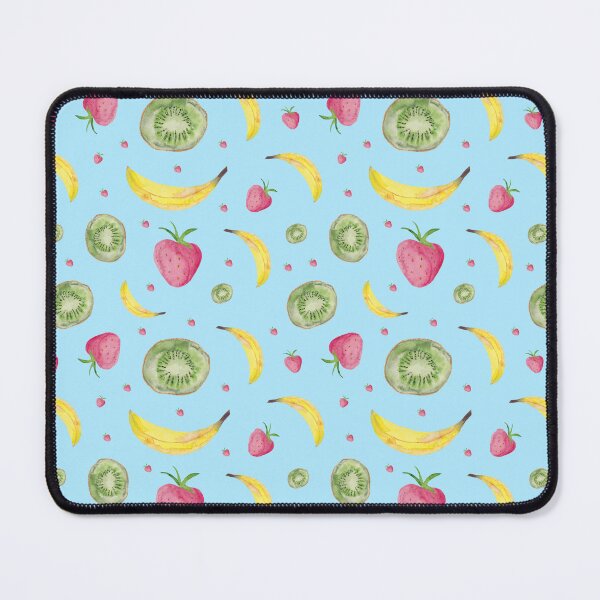 Item preview, Banana Kiwi Strawberry Fruit Pattern in Sky Blue background  designed and sold by RgTeesDesigns.