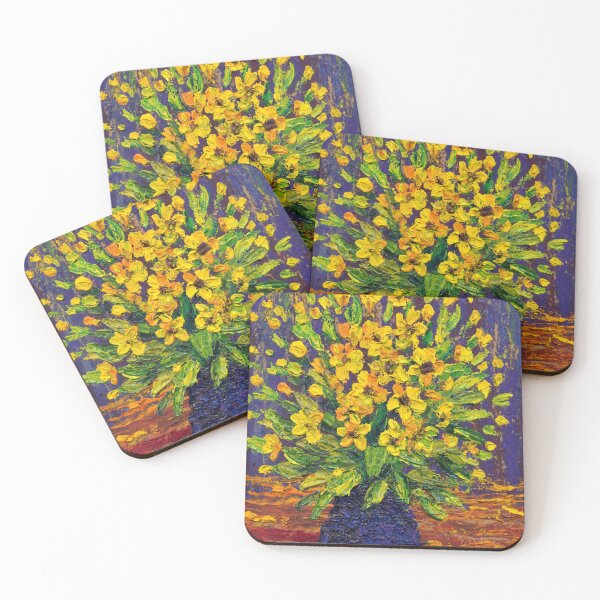 Item preview, Oil Painting  Yellow Flowers Blue Vase designed and sold by Athena Milonas.