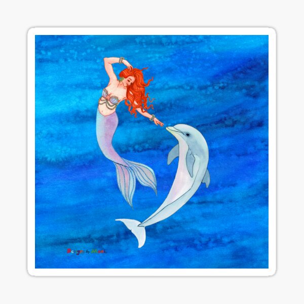 Mermaid and Dolphin Dancing Sticker