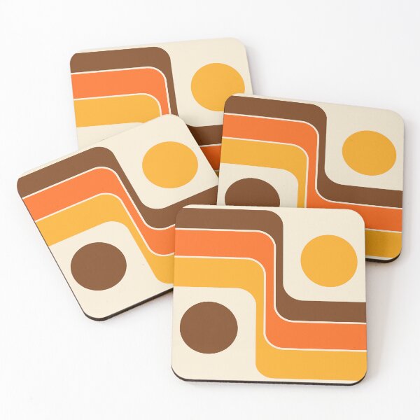 Item preview, Retro Geometric Stripes 730 Brown Orange Yellow and Beige designed and sold by tonymagnerart.