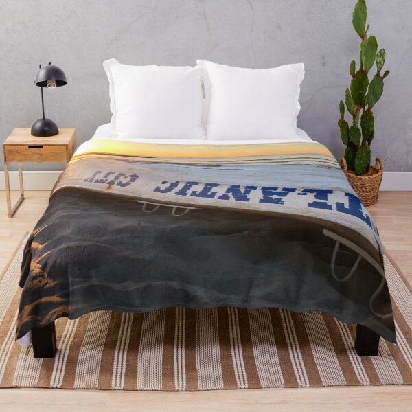 Item preview, Atlantic City New Jersey Beach Lifeguard Boat at Sunrise designed and sold by LeslieMac713.