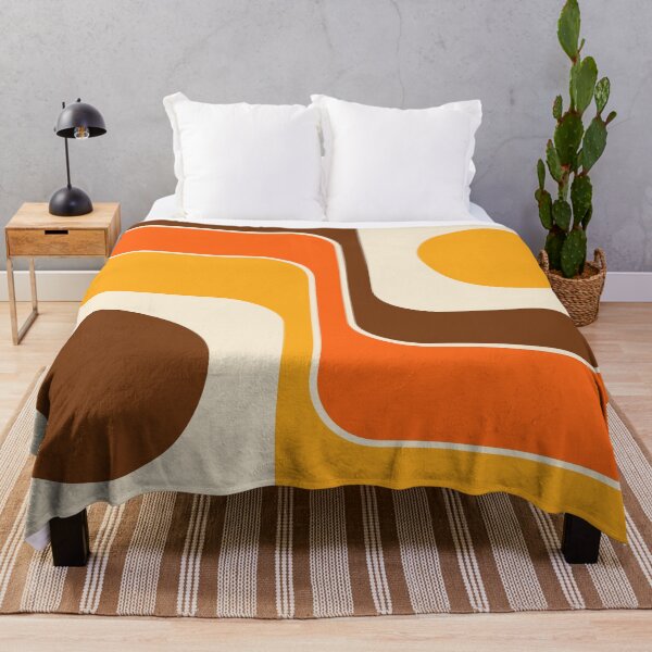 Item preview, Retro Geometric Stripes 730 Brown Orange Yellow and Beige designed and sold by tonymagnerart.