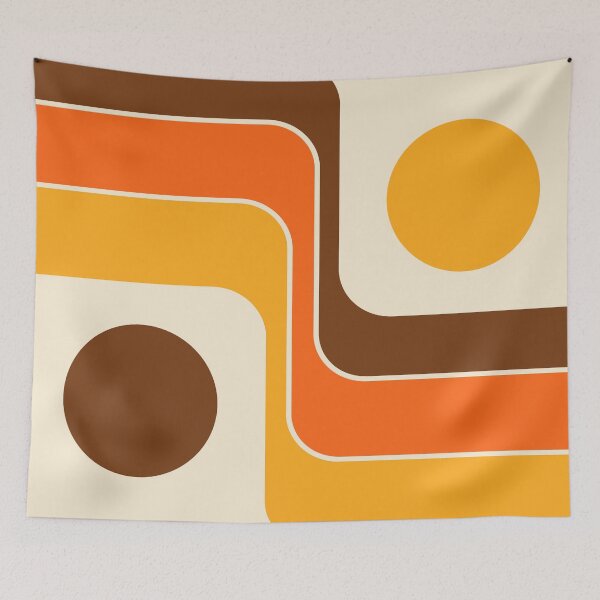 Item preview, Retro Geometric Stripes 730 Brown Orange Yellow and Beige designed and sold by tonymagnerart.