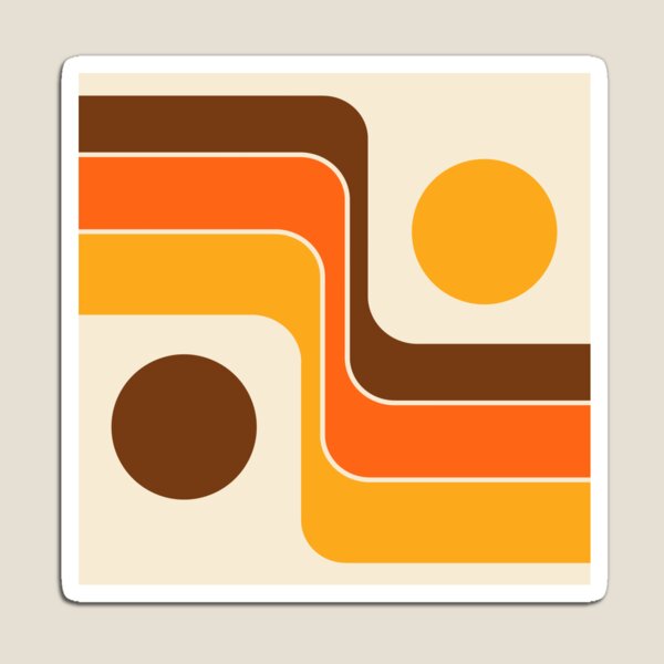 Item preview, Retro Geometric Stripes 730 Brown Orange Yellow and Beige designed and sold by tonymagnerart.