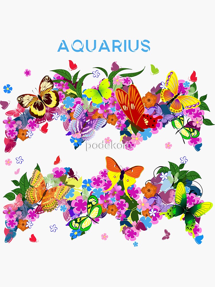 "Horoscope Flowers Aquarius, Zodiac Flowers Aquarius, Astrology Symbol
