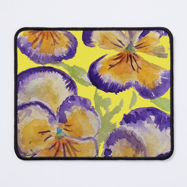 Item preview, Viola Watercolor Purple Floral Pattern on Yellow designed and sold by Sarah  Rajkotwala.