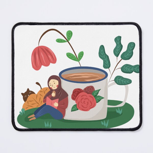 Item preview, Hijab girl sitting beside big coffee mug designed and sold by tamongg14.