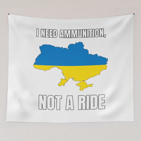 Item preview, I NEED AMMUNITION, NOT A RIDE - ukraine flag designed and sold by cool-things-br.