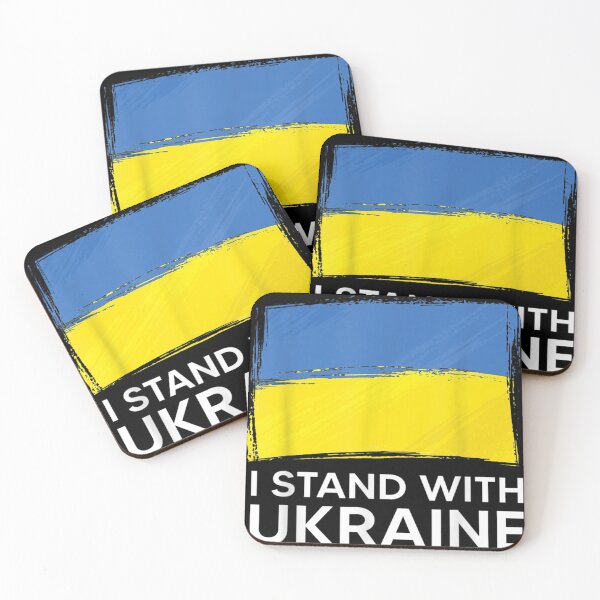 Item preview, I Stand with Ukraine Ukrainian flag supporting Ukraine designed and sold by LisaForHim.