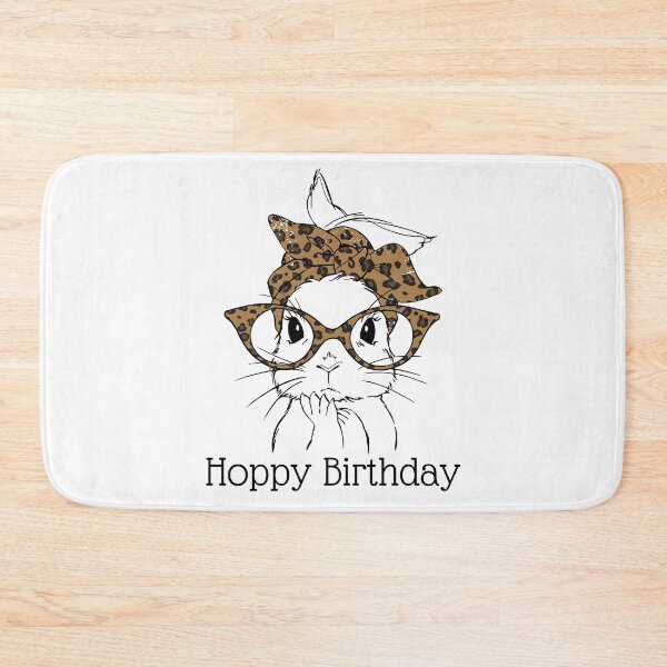 Item preview, Hoppy Birthday, Cute Hipster Bunny with Leopard Print Glasses and Accessories to Celebrate a Happy Birthday designed and sold by Auntieck.