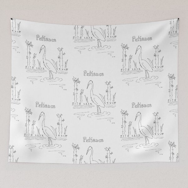 Item preview, Zen Patience Crane Heron Stork Bamboo Hand Drawn Colour Color Your Own designed and sold by H3designs.