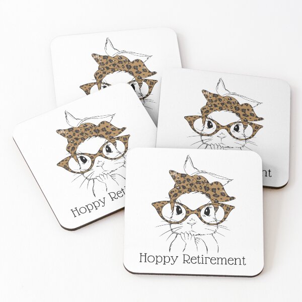 Item preview, Hoppy Retirement, Cute Hipster Bunny with Leopard Print Glasses and Accessories to Celebrate a Happy Retirement designed and sold by Auntieck.