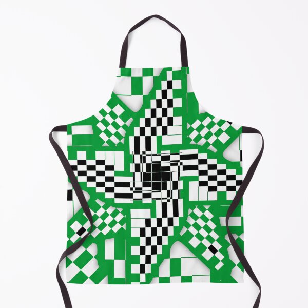 Item preview, Green Black and White Checkered Pinwheel Optical Illusion designed and sold by SeaChangeDesign.