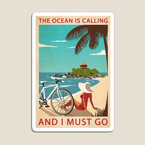 Item preview, retro art cycling girl ocean calling designed and sold by sovIlarion96.
