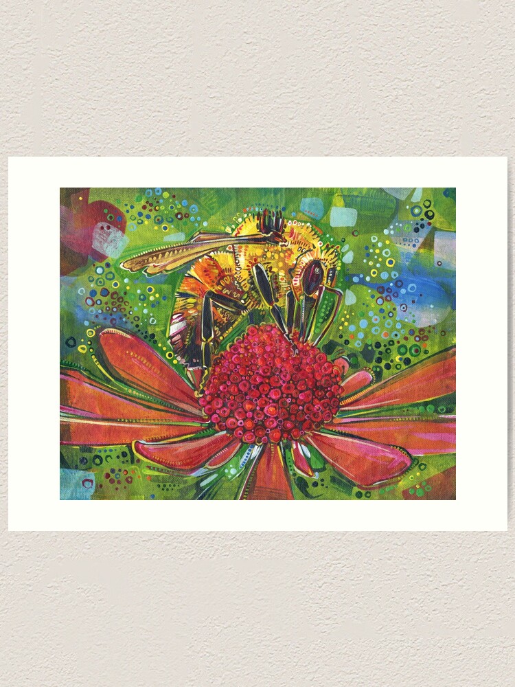 Thumbnail 2 of 3, Art Print, Tri-colored Bumble Bee designed and sold by gwennpaints.