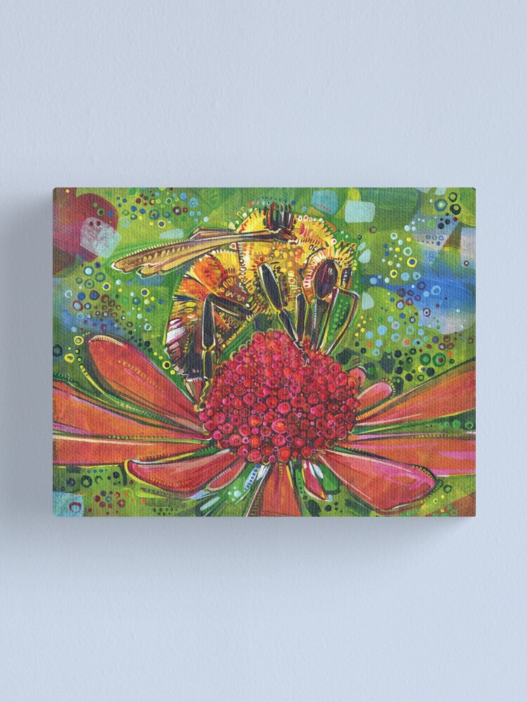 Thumbnail 2 of 3, Canvas Print, Tri-colored Bumble Bee designed and sold by gwennpaints.