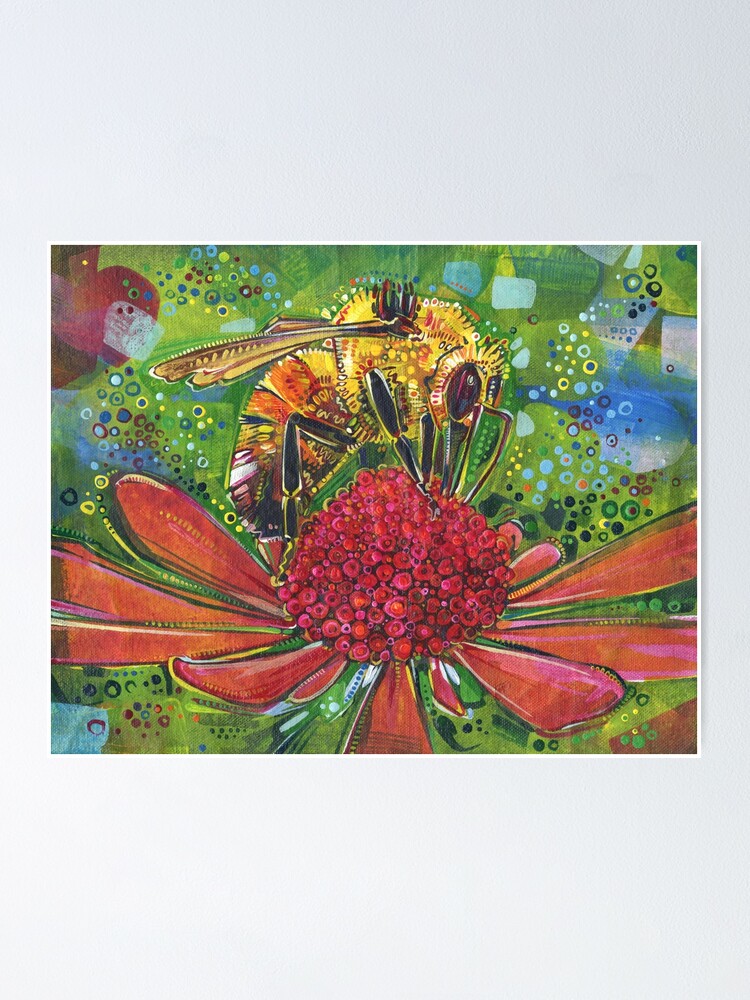Thumbnail 2 of 3, Poster, Tri-colored Bumble Bee designed and sold by gwennpaints.