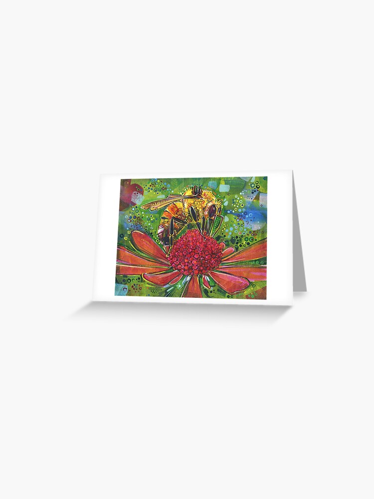 Thumbnail 1 of 2, Greeting Card, Tri-colored Bumble Bee designed and sold by gwennpaints.