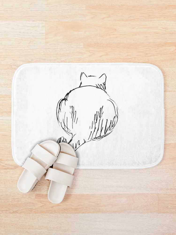 Thumbnail 1 of 6, Bath Mat, cat butt Sticker designed and sold by RicoMuller.